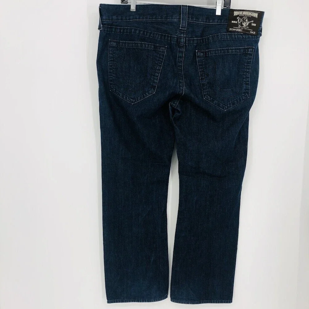 True Religion Men's Blue Denim 100% Cotton Mid Rise Straight Legs Jeans Pant 40